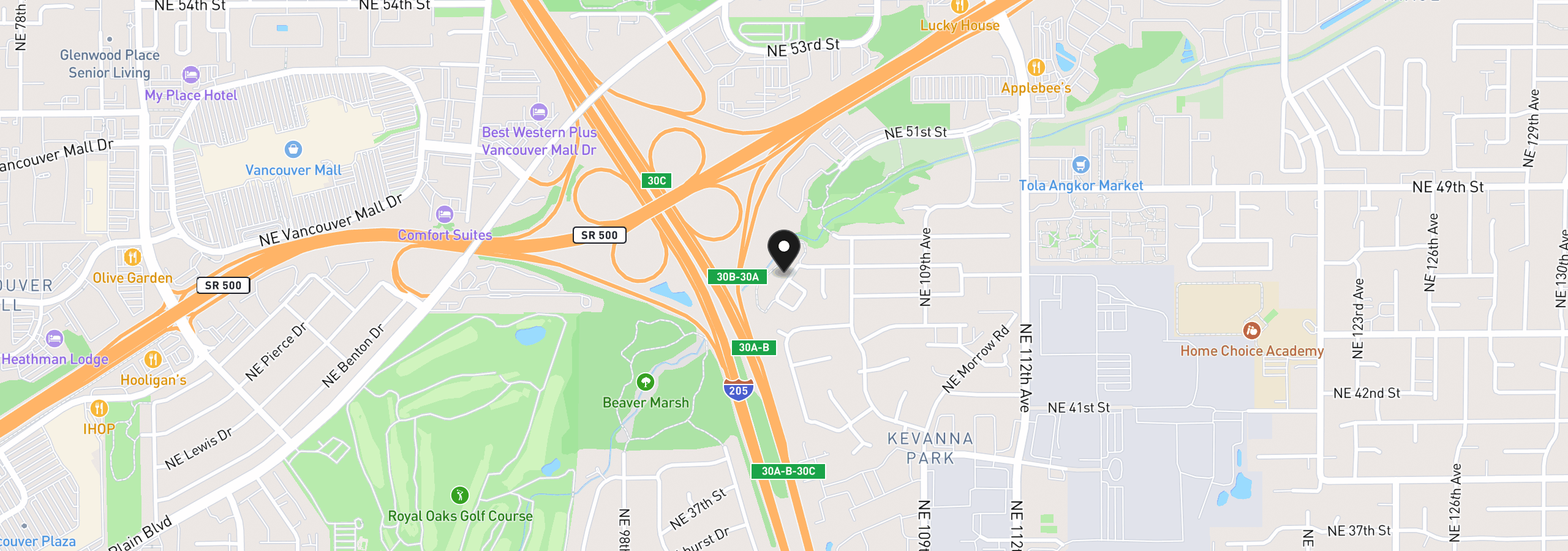 Map showing the location of 10360 NE 46th St, Vancouver, Wa 98682