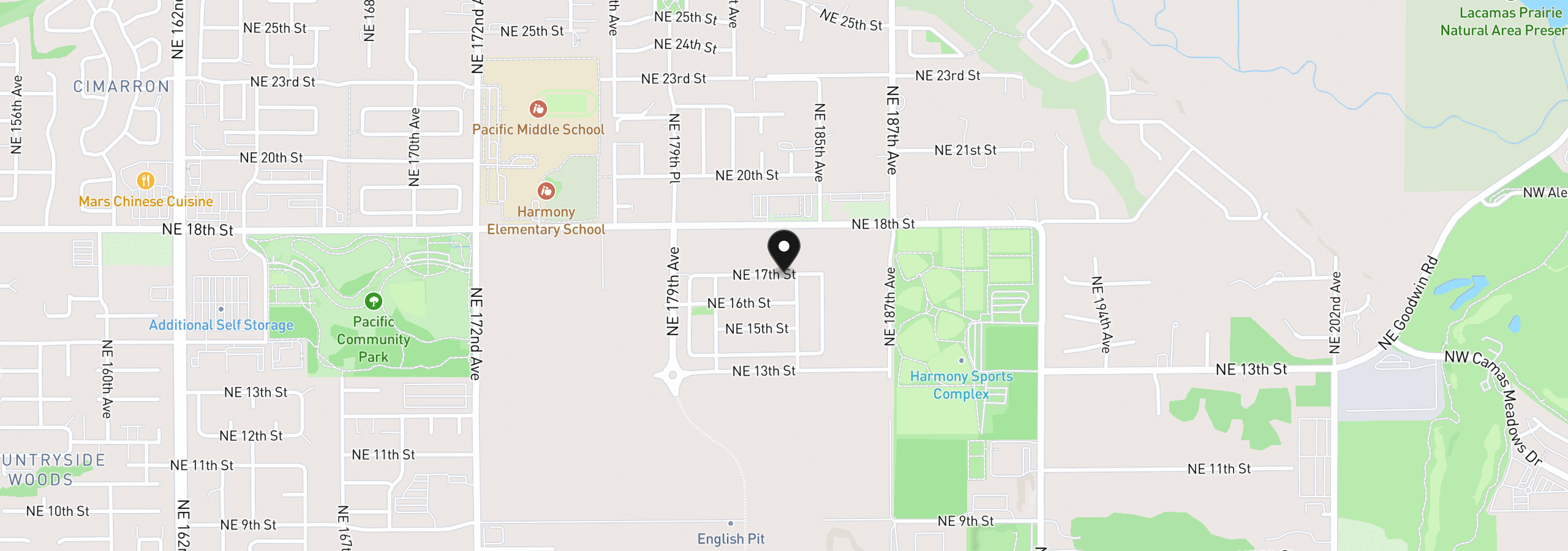 Map showing the location of 18311 NE 17th St, Vancouver, Wa 98684