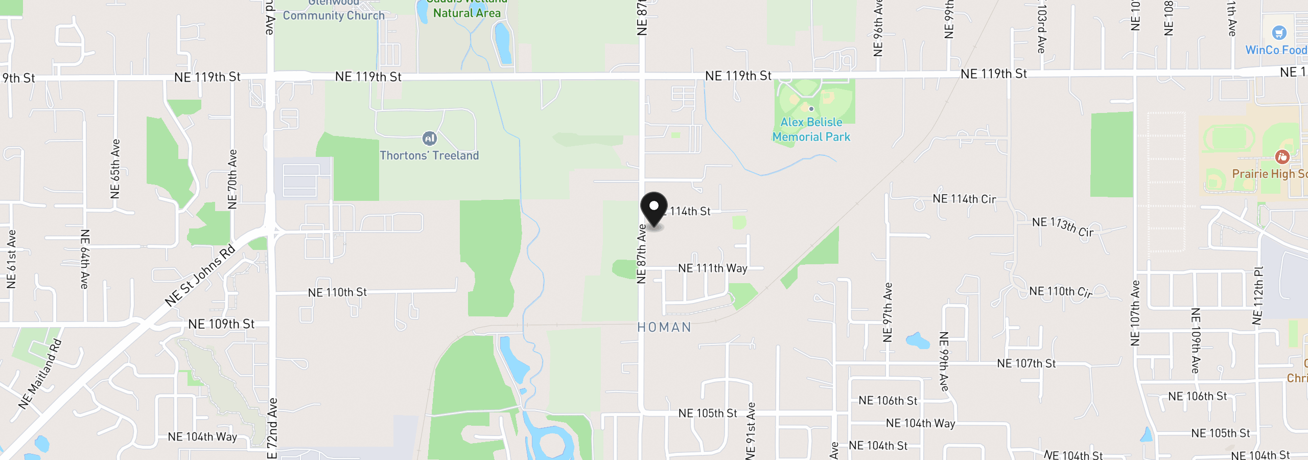 Map showing the location of 11213 NE 87th Ave, Vancouver, Wa 98662