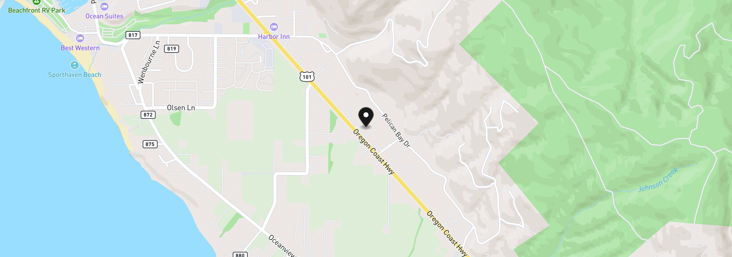 Map showing the location of 15765 S Highway 101 4, Brookings, OR 97415