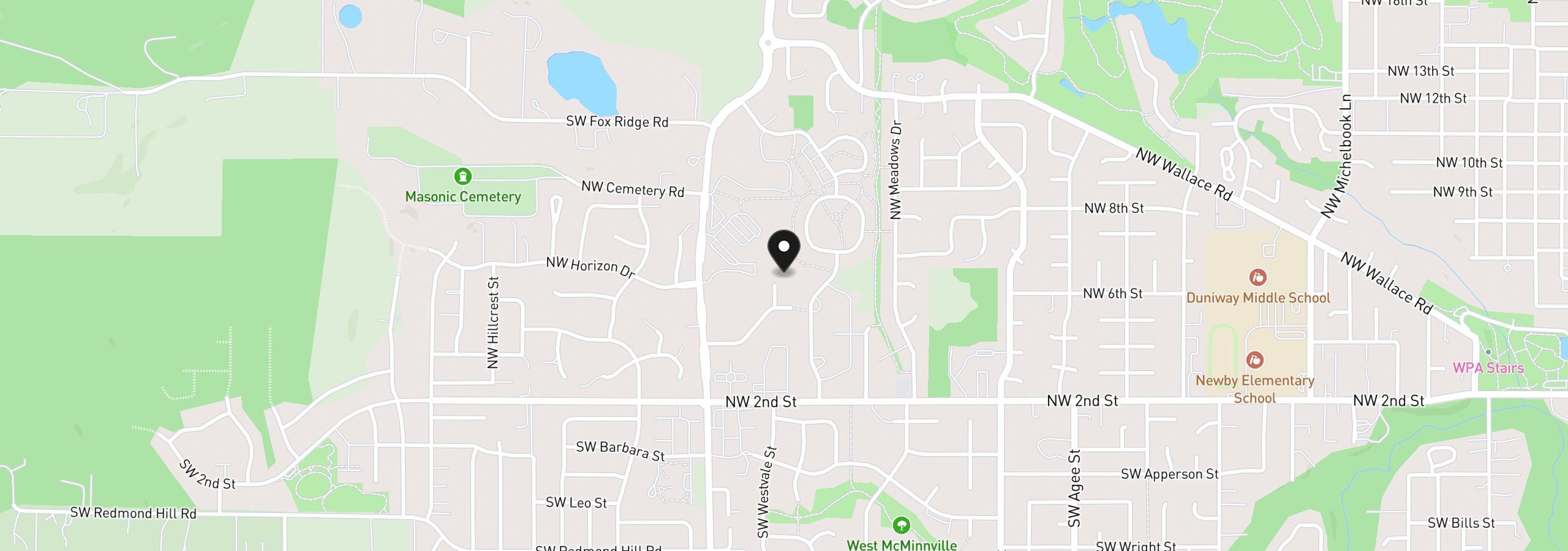 Map showing the location of 568 NW Willamette Ct, McMinnville, OR 97128