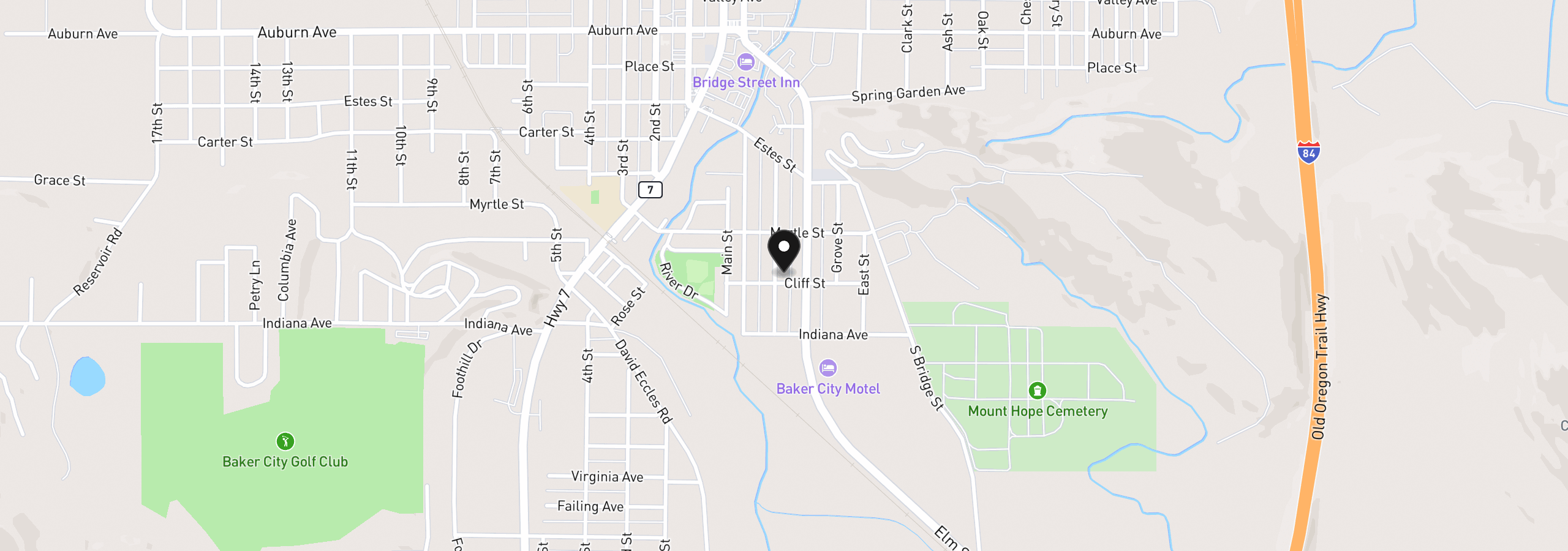 Map showing the location of 1004 Walnut St, Baker City, OR 97814