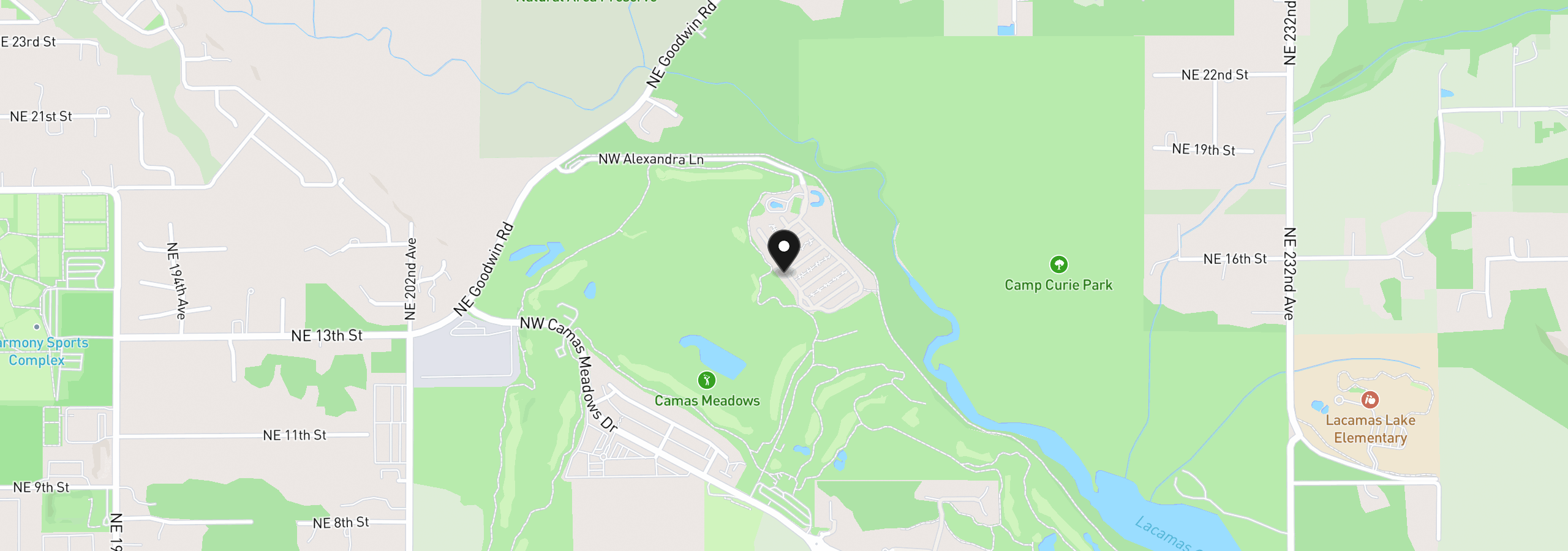 Map showing the location of 7535 NW Quinault St, Camas, Wa 98607