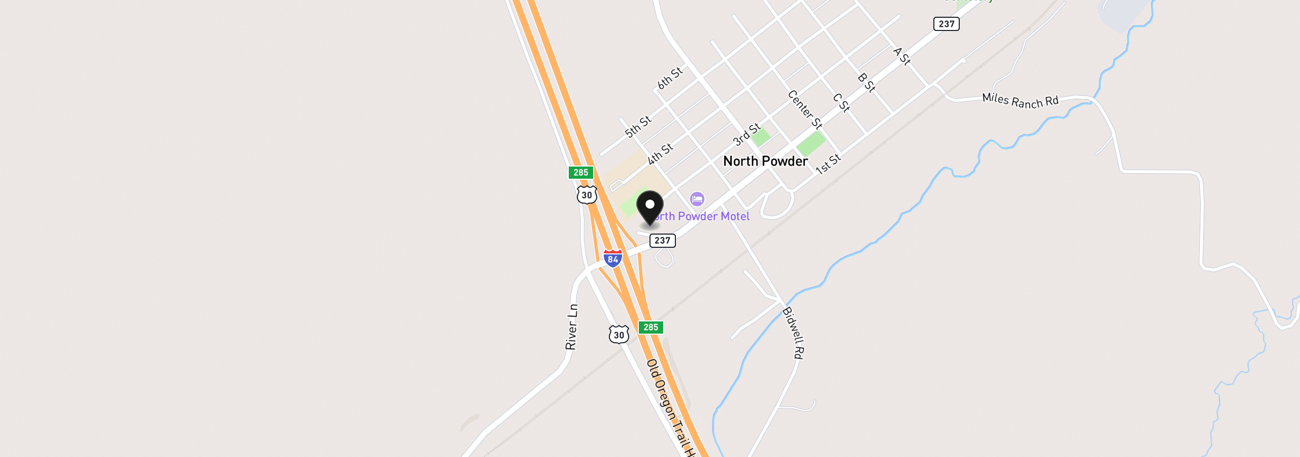 Map showing the location of 995 3rd St, North Powder, OR 97867
