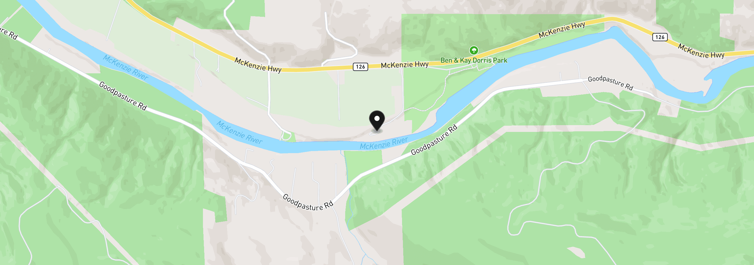 Map showing the location of 46836 McKenzie Hwy, Vida, OR 97488