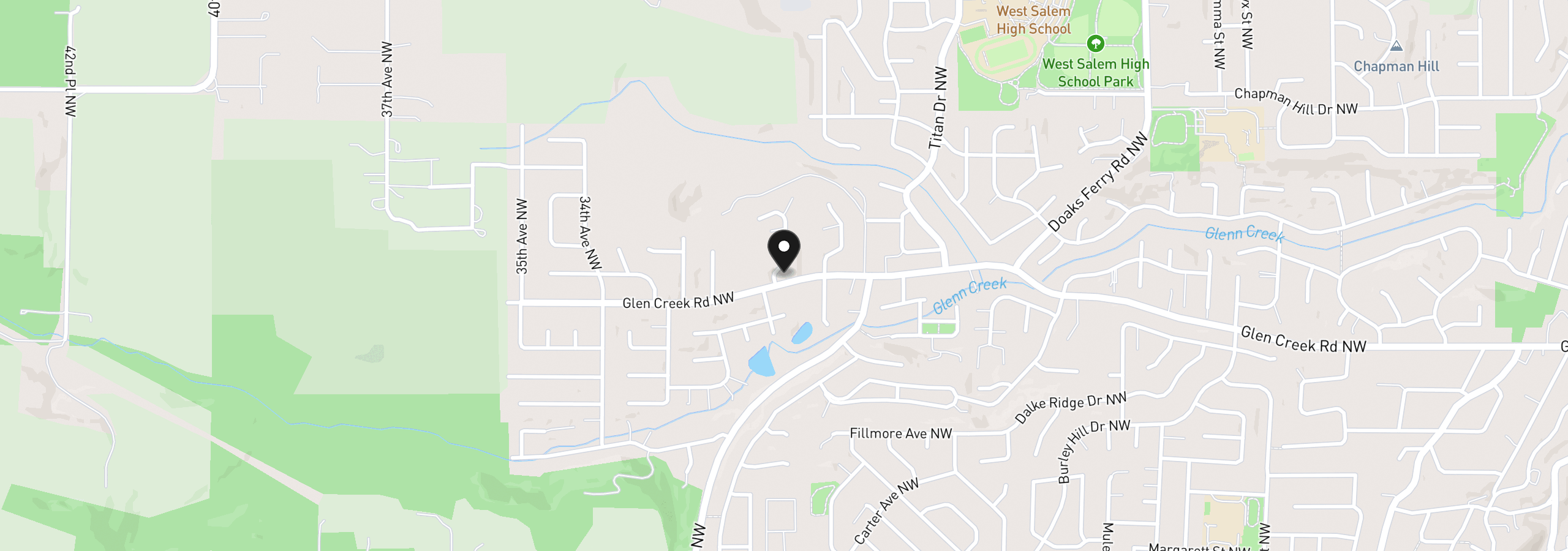 Map showing the location of 1210 Chatnicka St NW, Salem, OR 97304