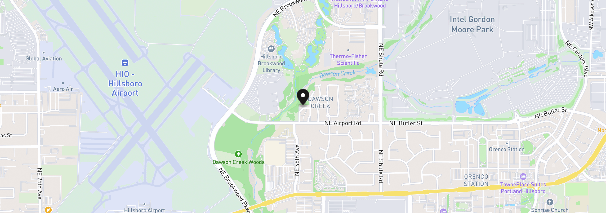 Map showing the location of 1965 NE 48th Way, Hillsboro, OR 97124