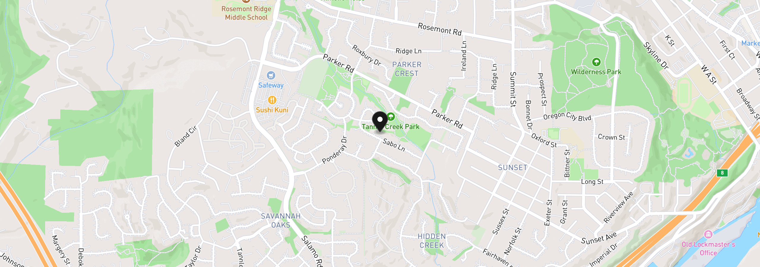 Map showing the location of 3101 Sabo Ln, West Linn, OR 97068