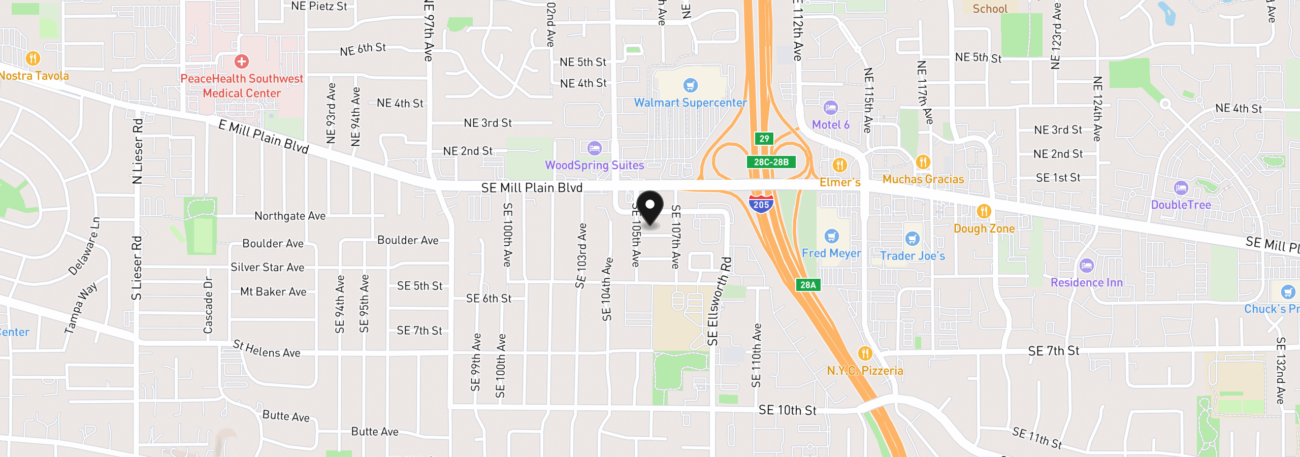 Map showing the location of 10508 SE 3rd St, Vancouver, Wa 98664
