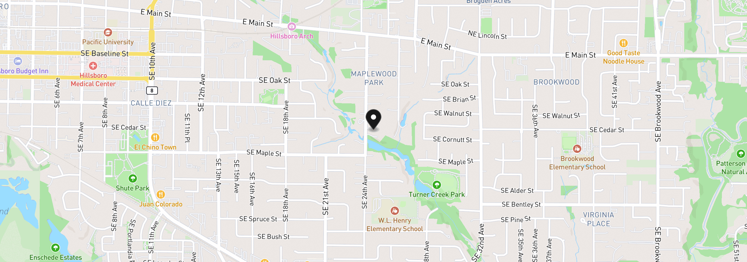 Map showing the location of 614 SE 24th Ave, Hillsboro, OR 97123