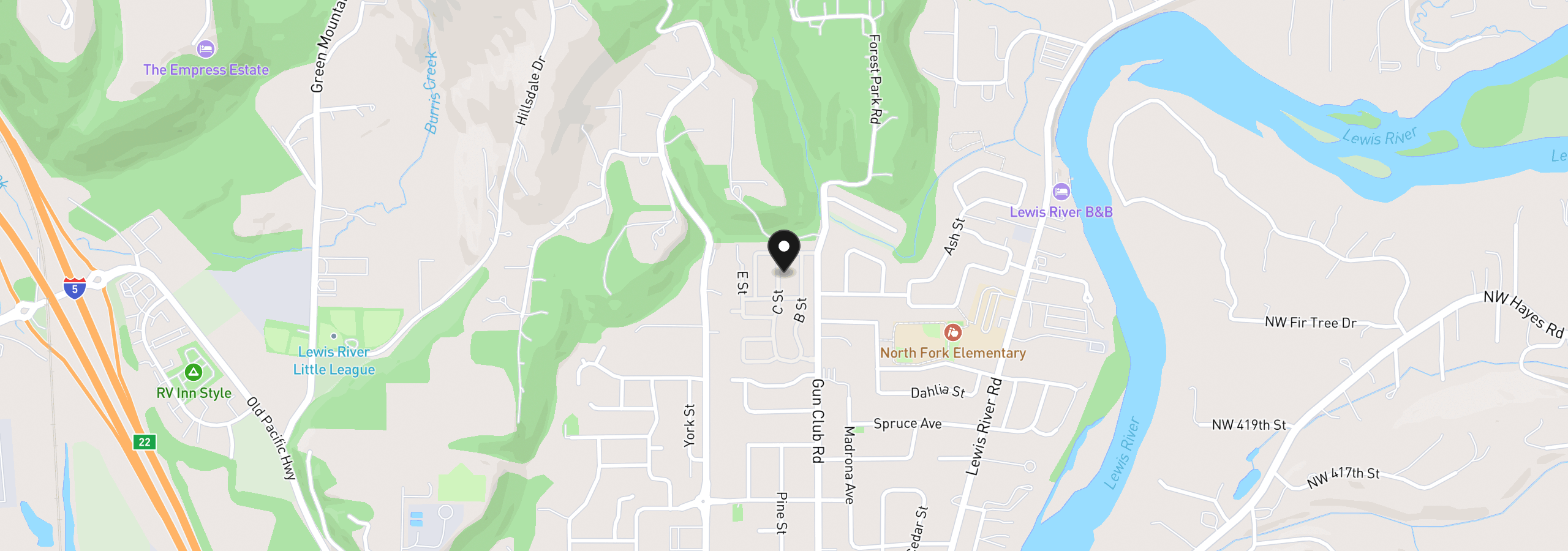 Map showing the location of 369 Gun Club Rd #105, Woodland, Wa 98674