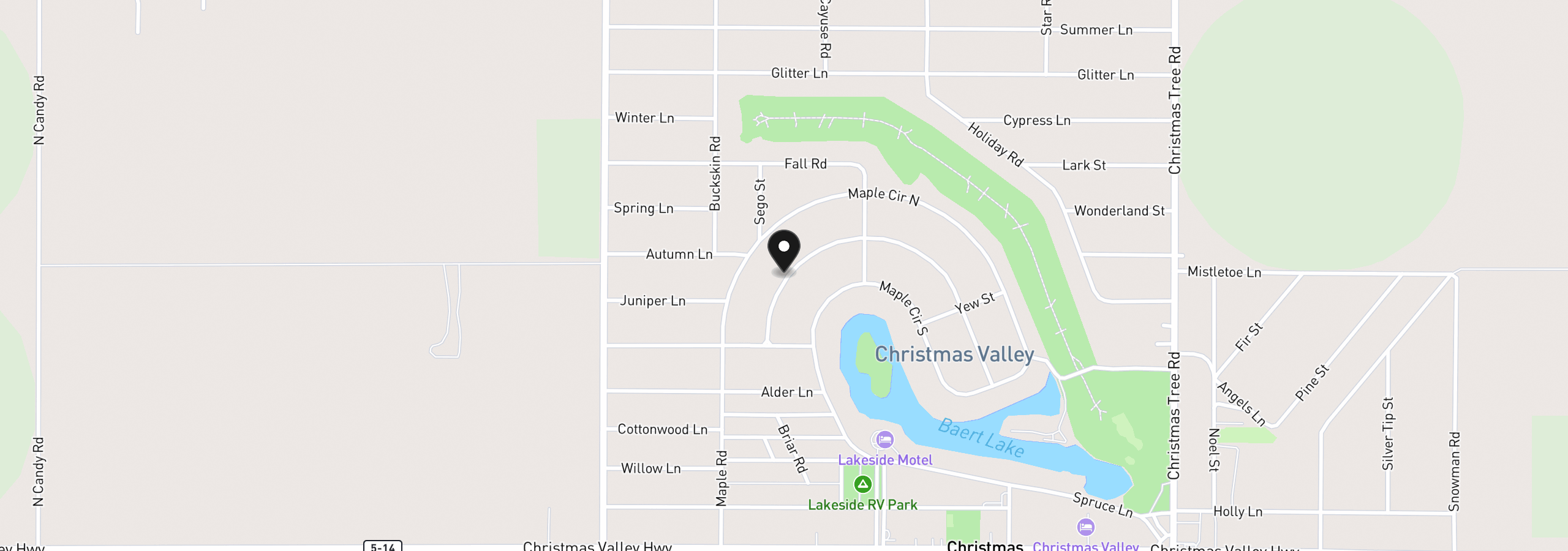 Map showing the location of Elm Ln 2200, Christmas Valley, OR 97641