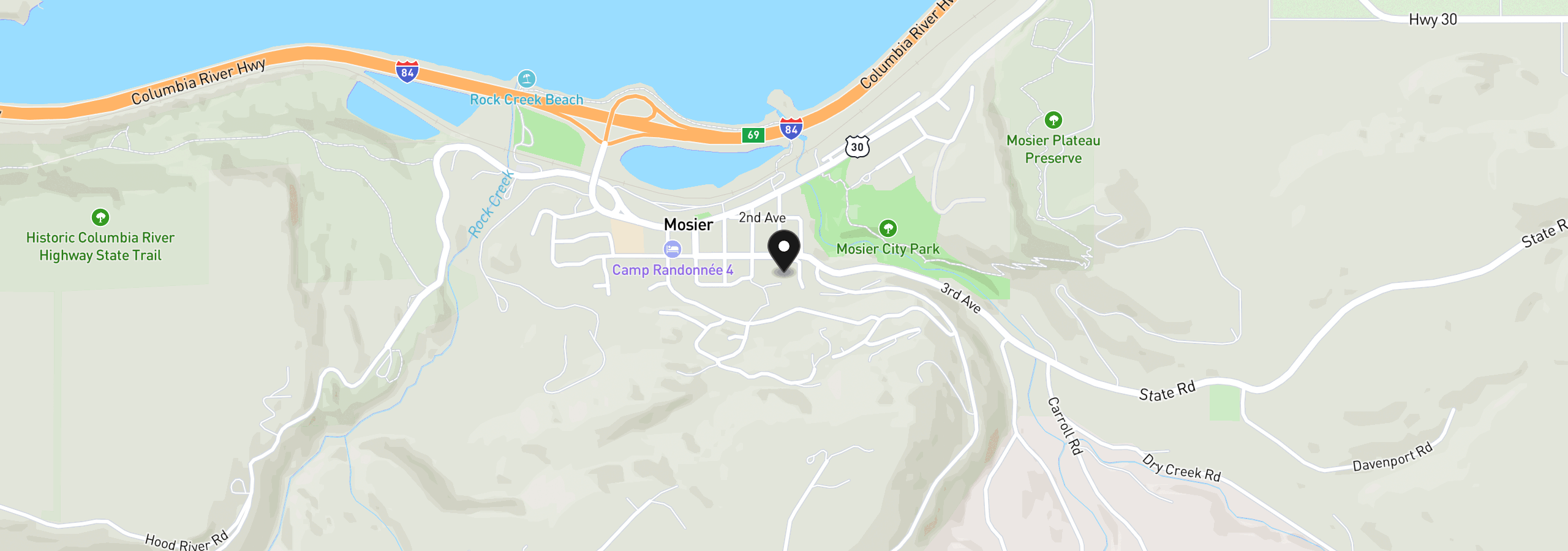 Map showing the location of 704 3rd Ave, Mosier, OR 97040