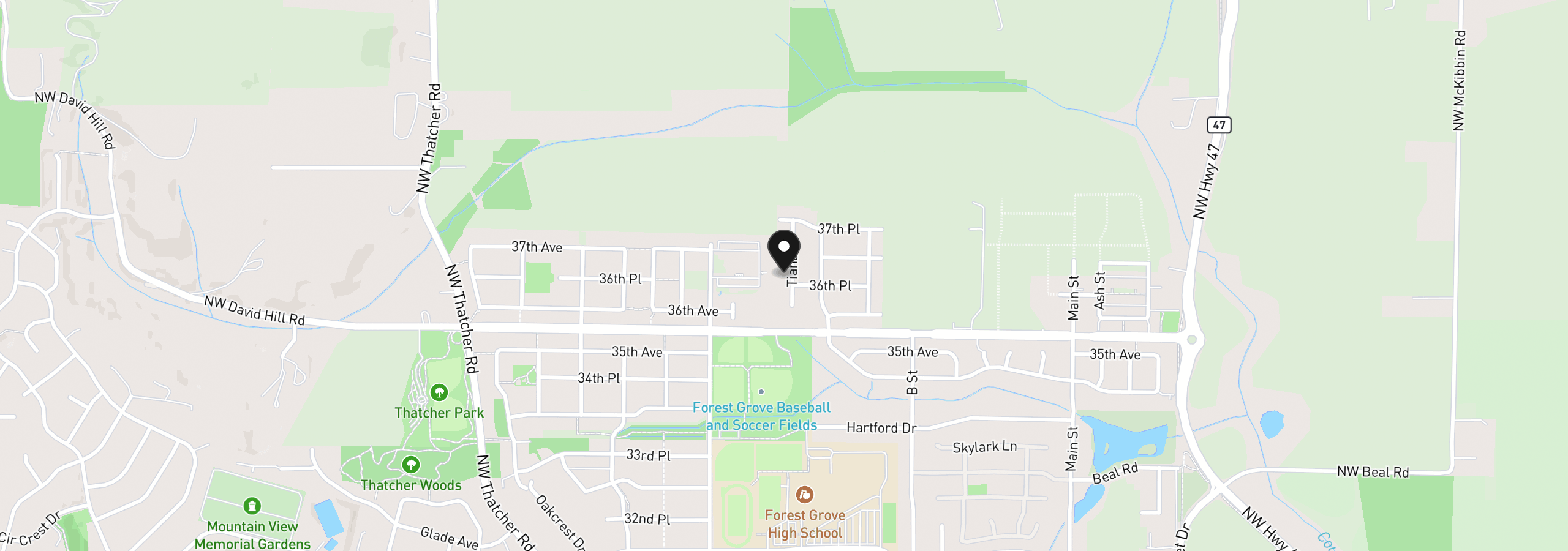 Map showing the location of 3658 Tiana St, Forest Grove, OR 97116