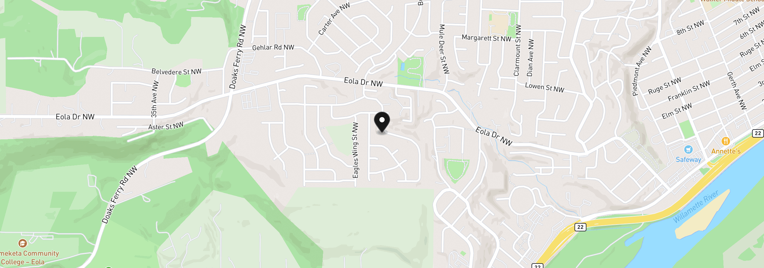 Map showing the location of 485 Sunwood Dr, Salem, OR 97304