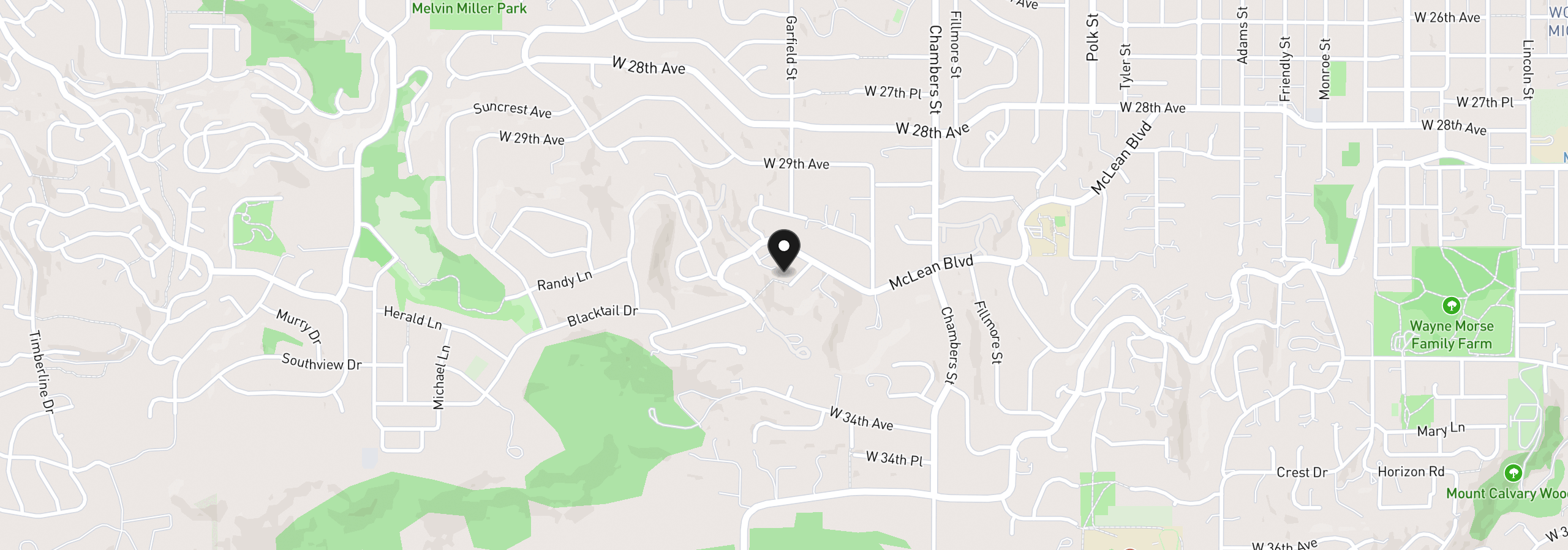 Map showing the location of 2050 McLean Blvd, Eugene, OR 97405