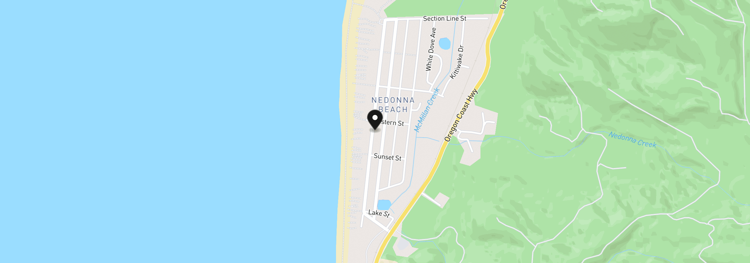 Map showing the location of 26135 Beach Dr, Rockaway Beach, OR 97136