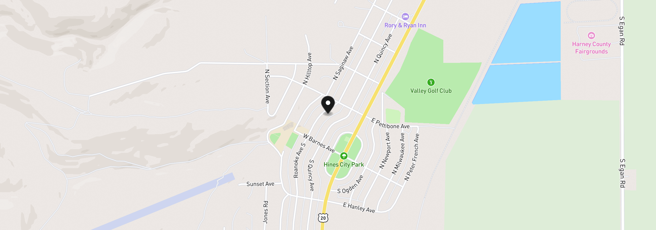 Map showing the location of N Roanoke Ave 7000, Hines, OR 97738