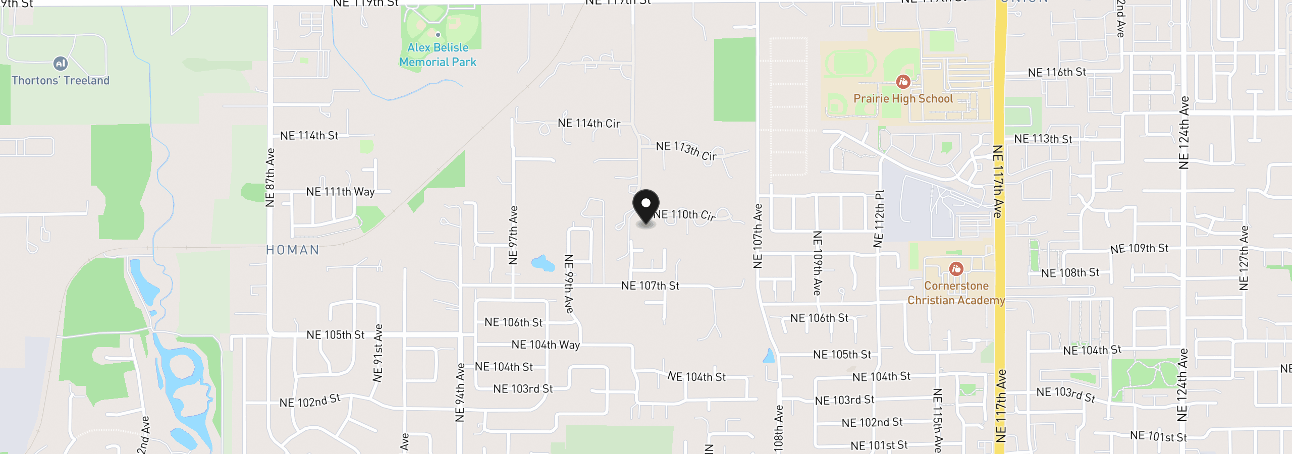 Map showing the location of 10205 NE 110th Cir, Vancouver, Wa 98662