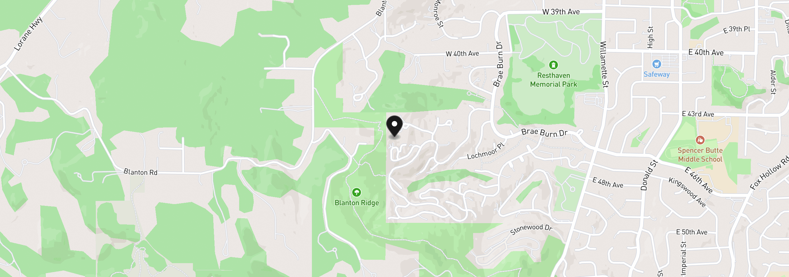 Map showing the location of Pine View Ct, Eugene, OR 97405