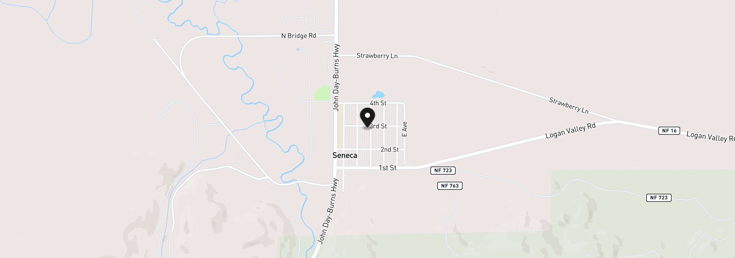 Map showing the location of 215 B Ave, Seneca, OR 97873