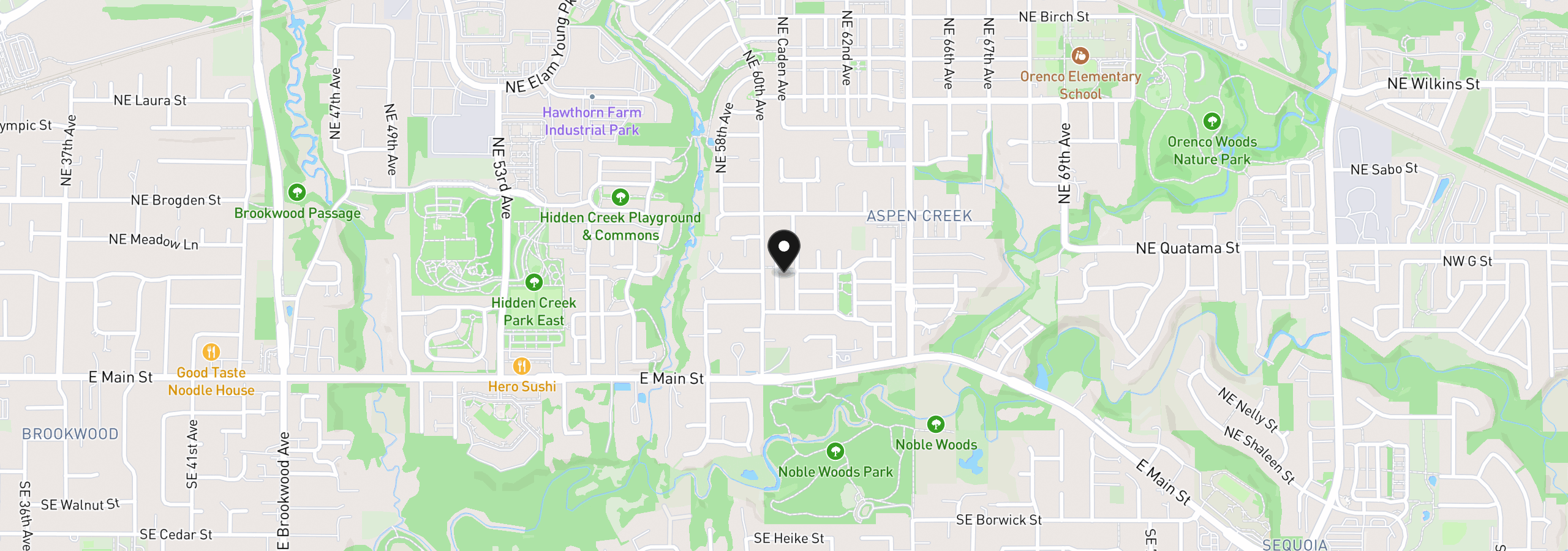 Map showing the location of 216 NE Ironcreek Ter, Hillsboro, OR 97124