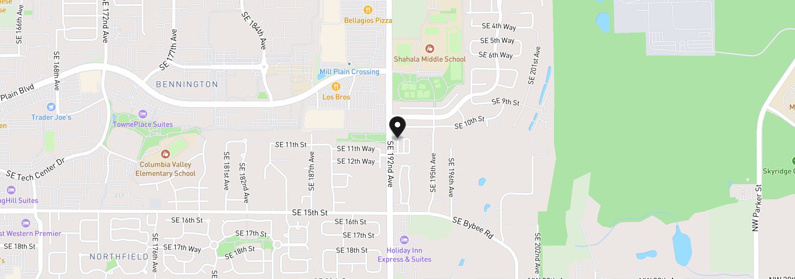 Map showing the location of 19312 SE 11th Way, Camas, Wa 98607
