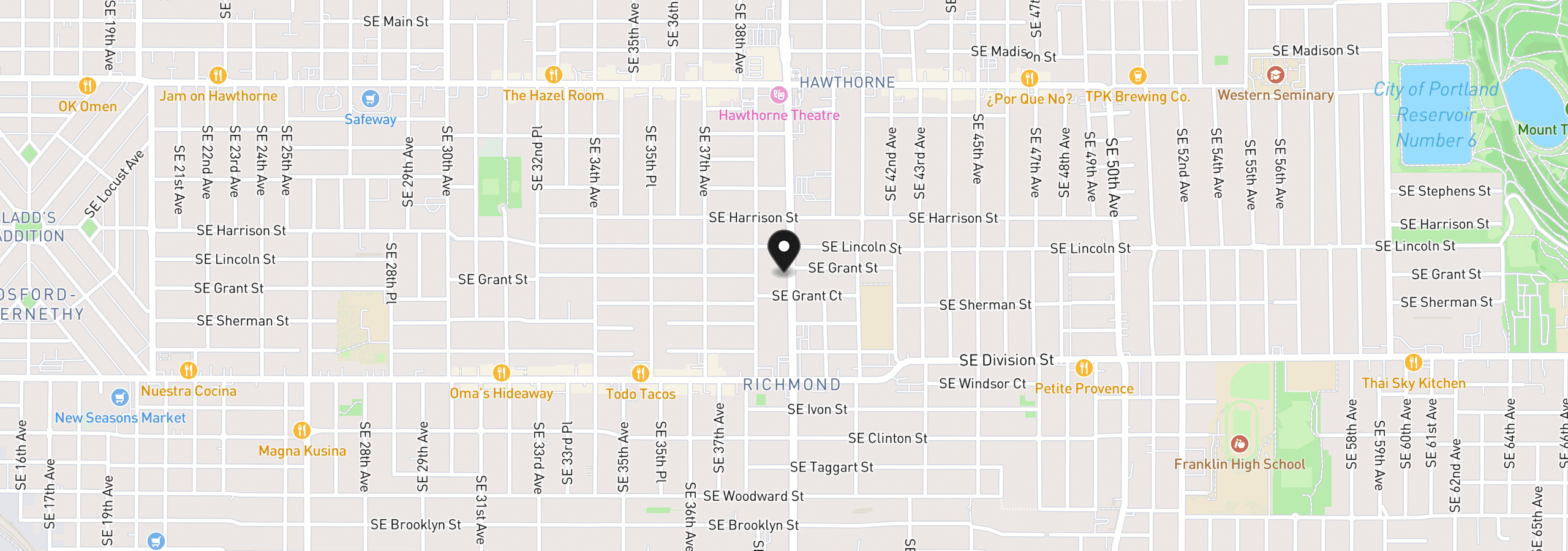 Map showing the location of 2145 SE Cesar E Chavez Blvd, Portland, OR 97214