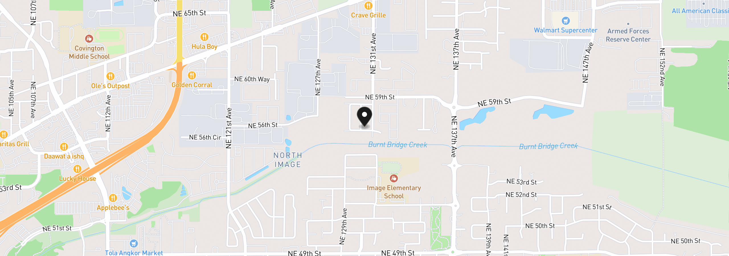 Map showing the location of 5603 NE 130th Pl, Vancouver, Wa 98682