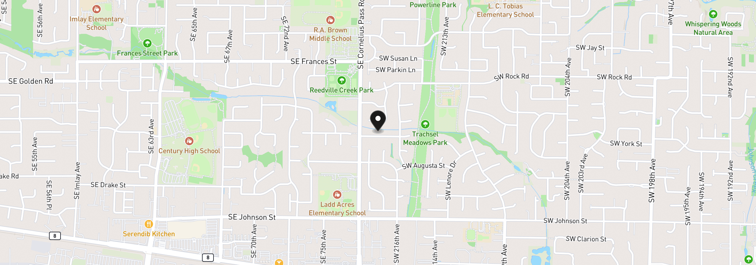 Map showing the location of 21755 SW York St, Beaverton, OR 97003