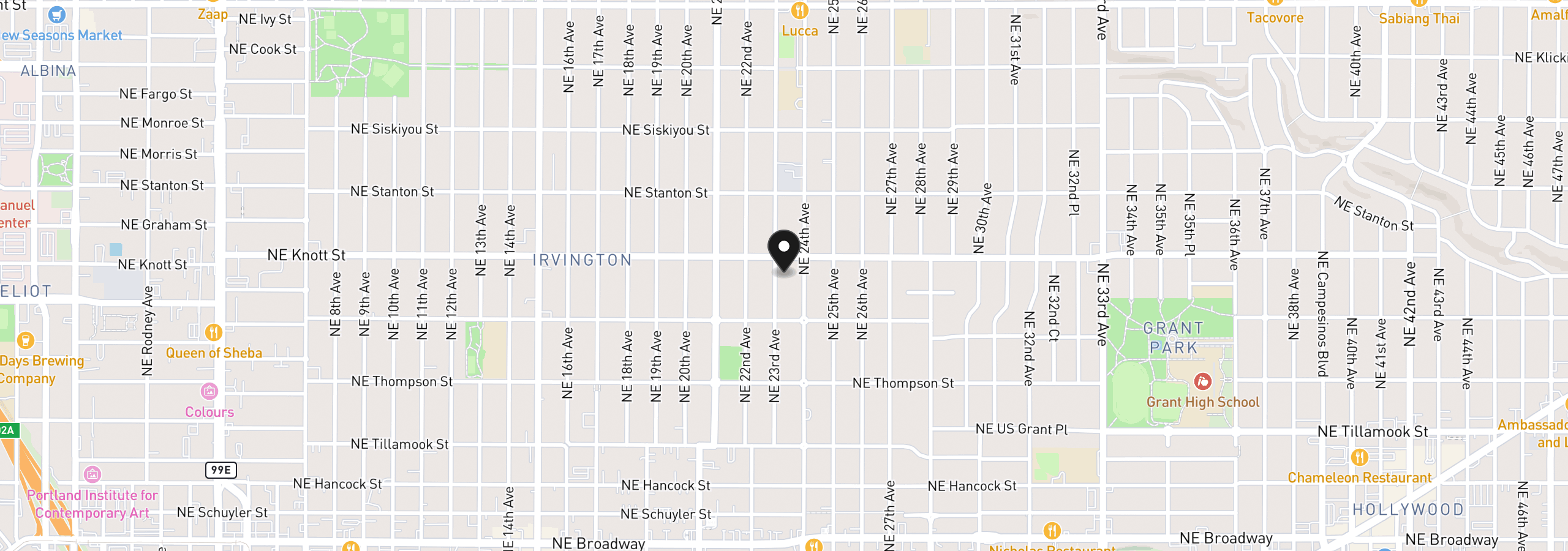 Map showing the location of 2626 NE 23rd Ave, Portland, OR 97212