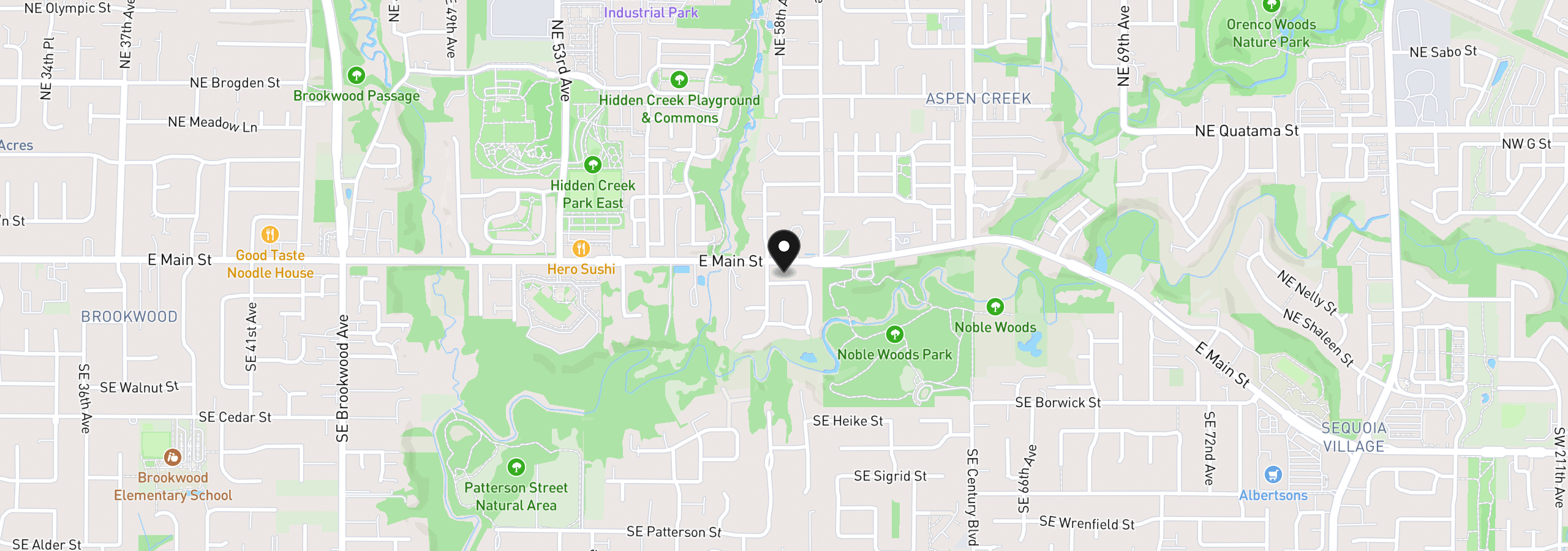 Map showing the location of 5841 SE Snowberry Ct, Hillsboro, OR 97123