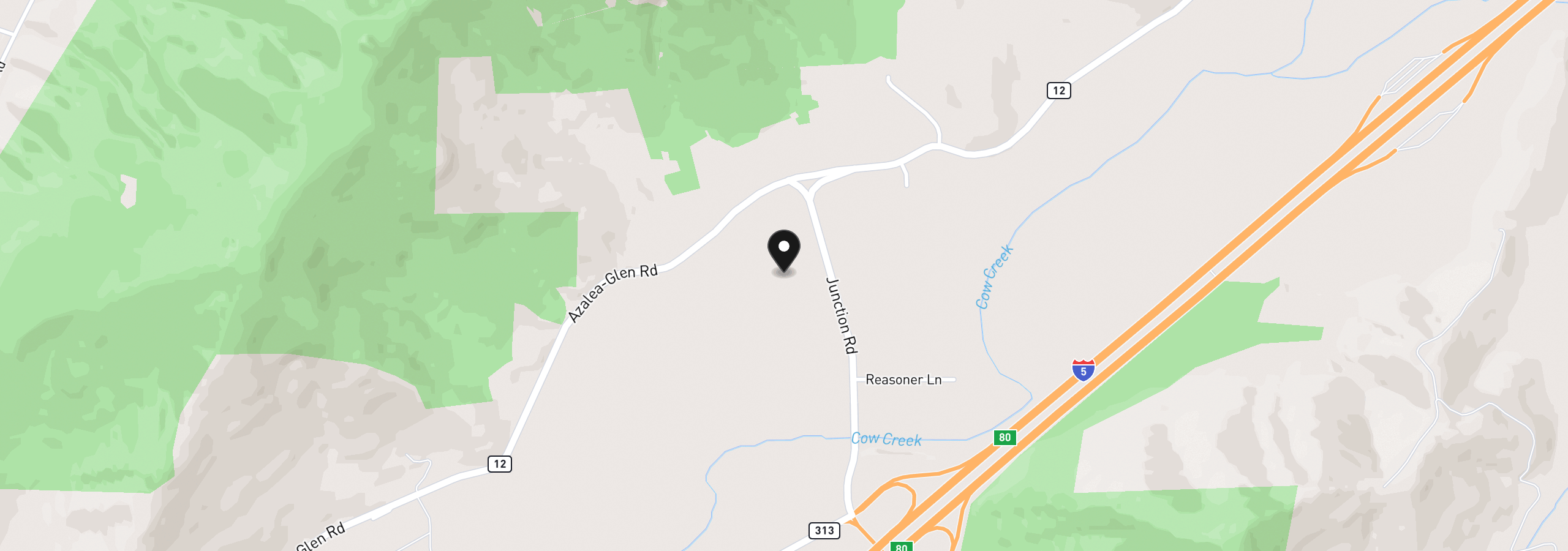 Map showing the location of 0 Junction Rd, Glendale, OR 97442