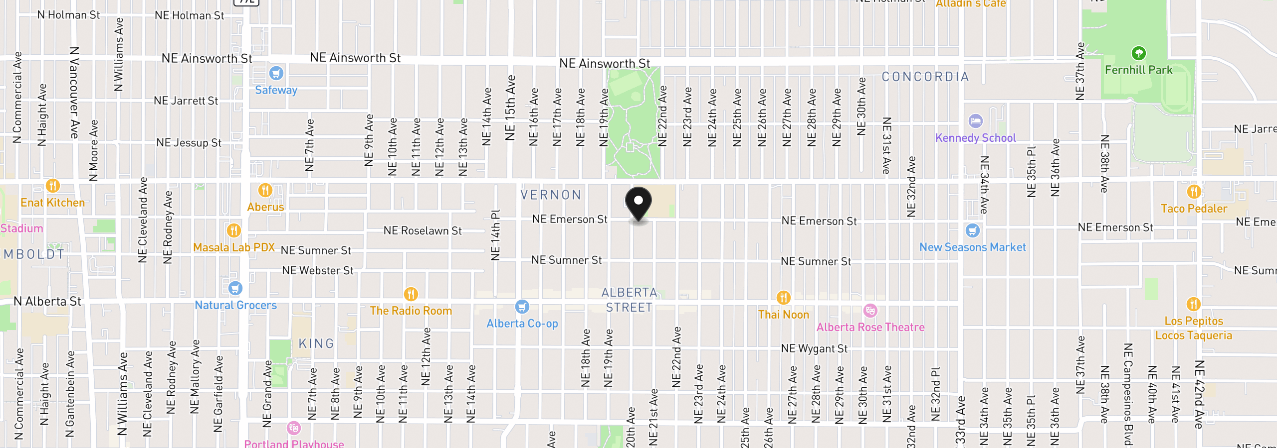 Map showing the location of 5272 NE 20th Ave, Portland, OR 97211