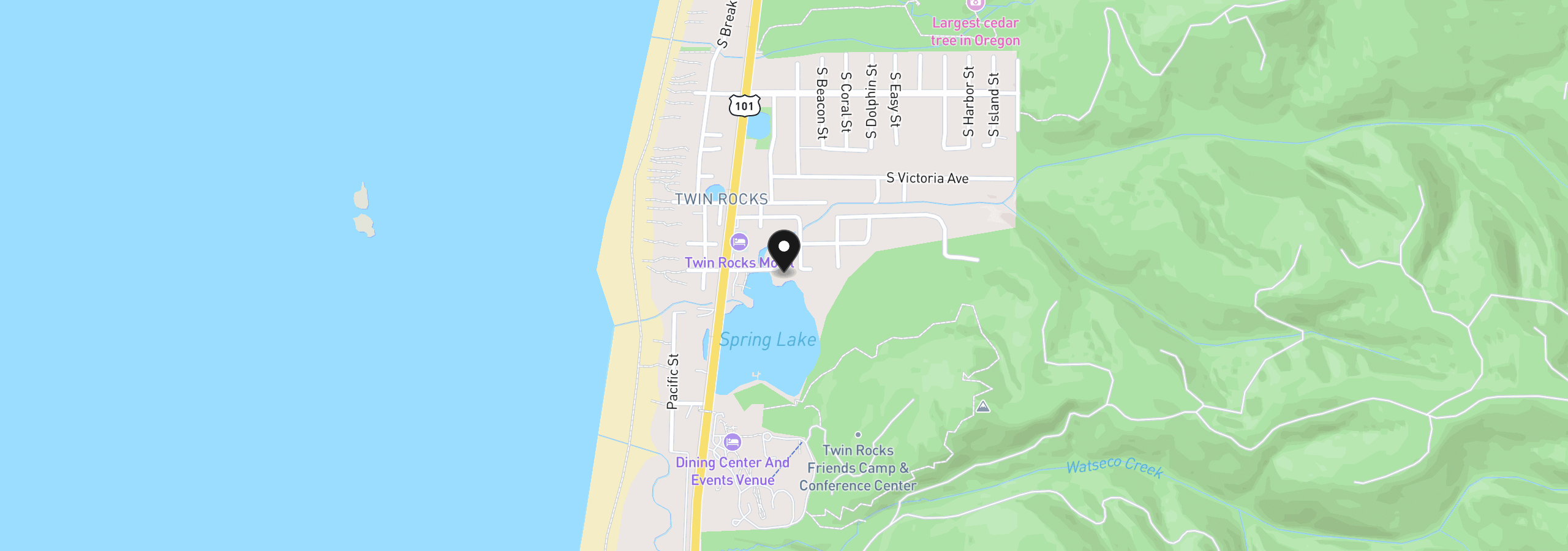 Map showing the location of 1205 Pansy Ct, Rockaway Beach, OR 97136