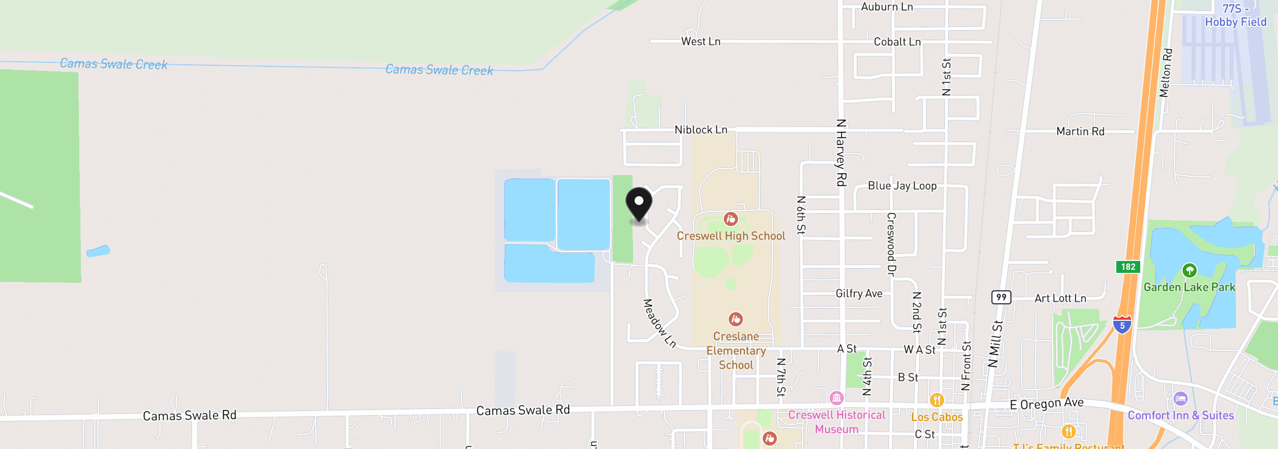 Map showing the location of 515 Pine Ct, Creswell, OR 97426