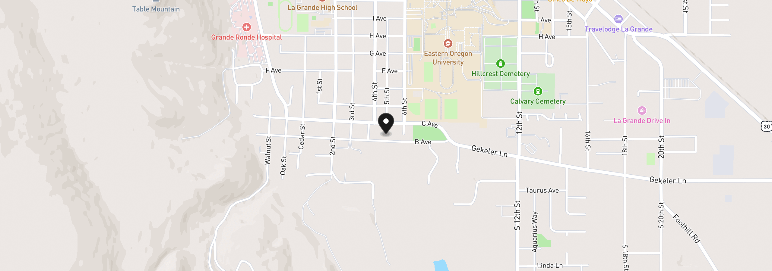 Map showing the location of 1101 B Ave, La Grande, OR 97850