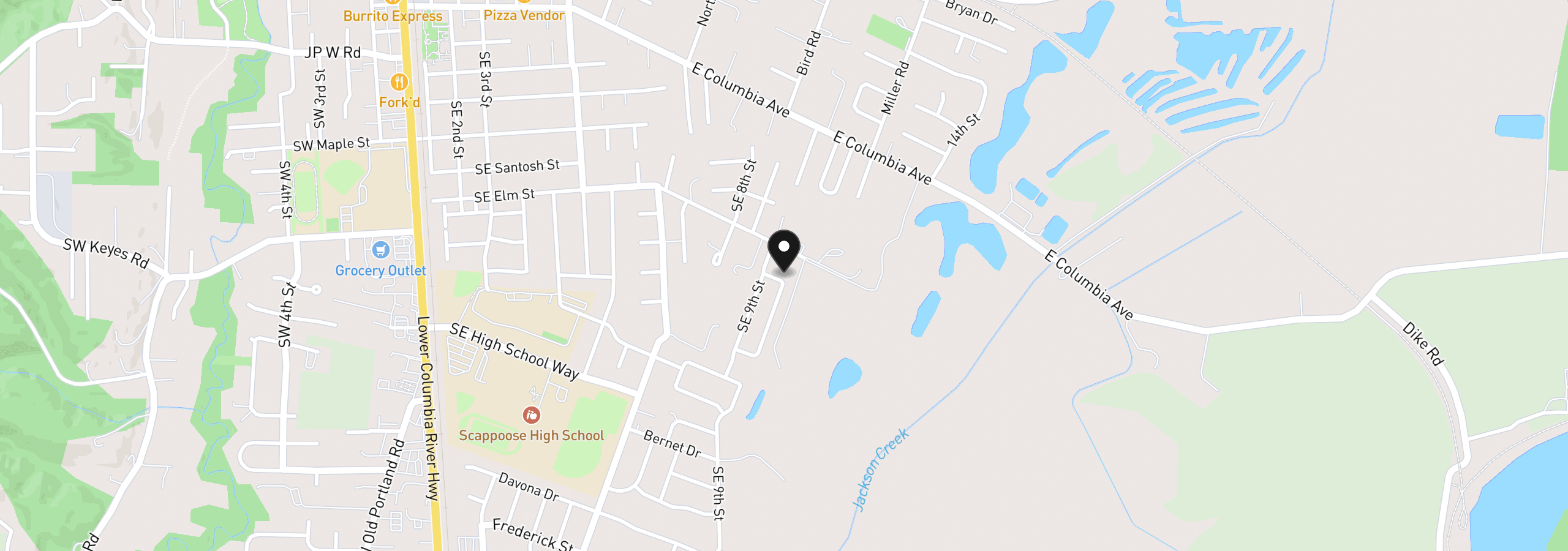 Map showing the location of 52086 SE Icenogle Loop, Scappoose, OR 97056