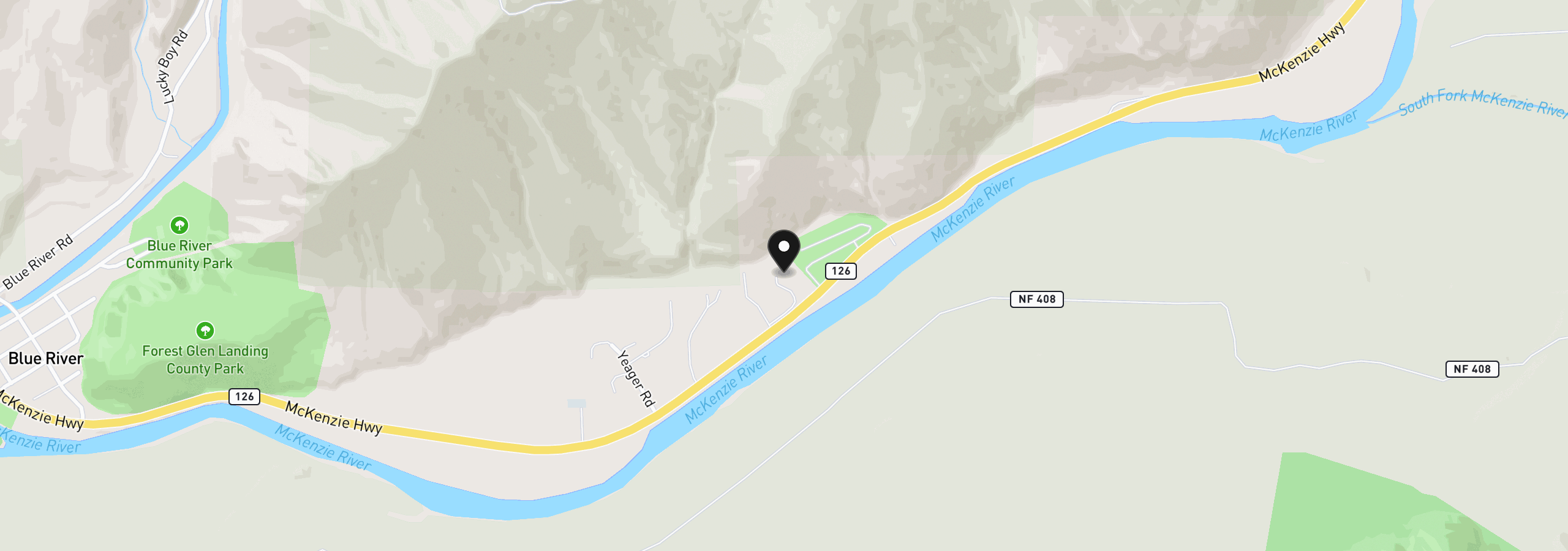 Map showing the location of 52443 McKenzie Hwy, Blue River, OR 97413