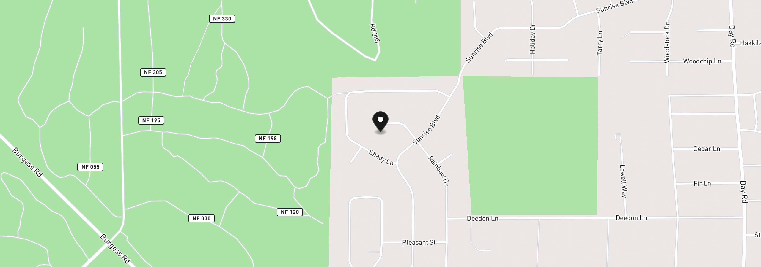 Map showing the location of 15477 Rainbow Ct, La Pine, OR 97739