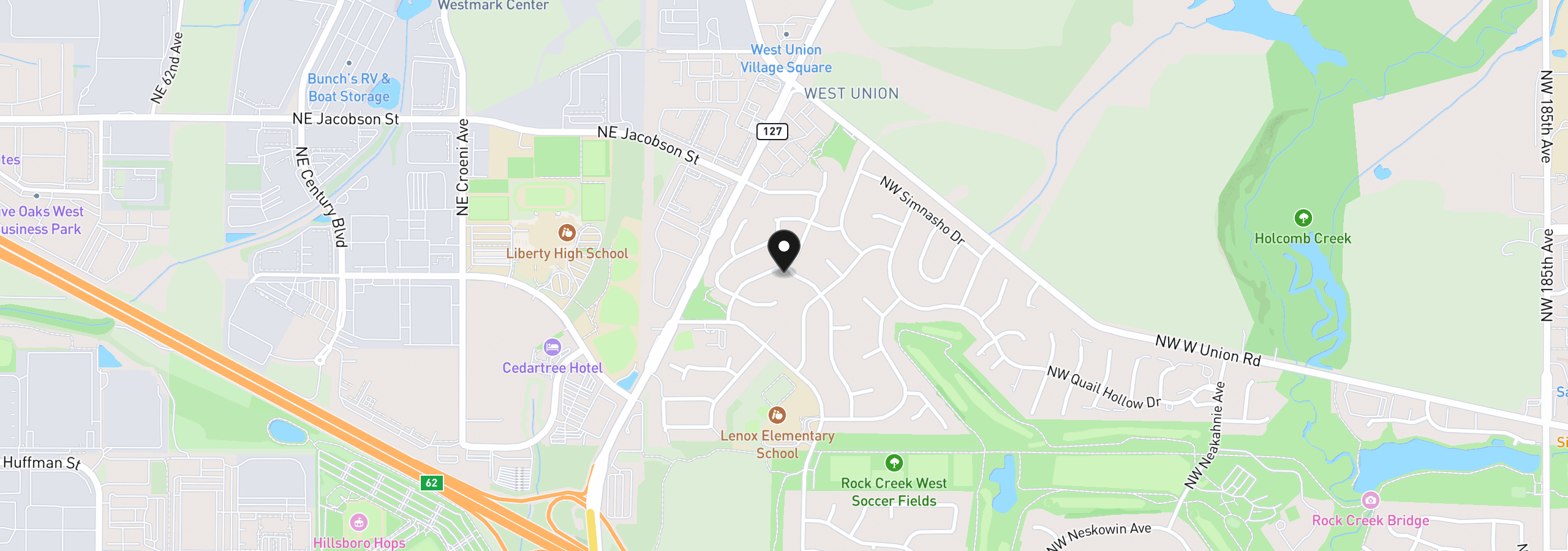 Map showing the location of 5810 NW Landing Dr, Portland, OR 97229