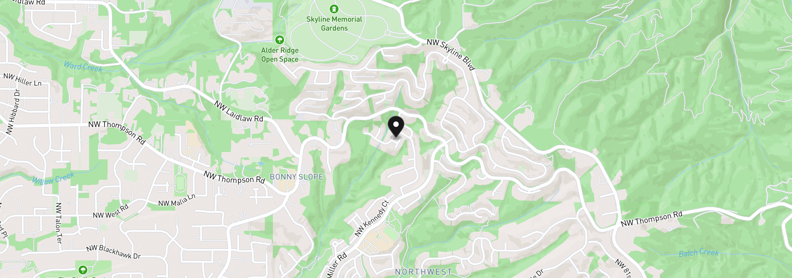 Map showing the location of 3319 NW Spencer St, Portland, OR 97229