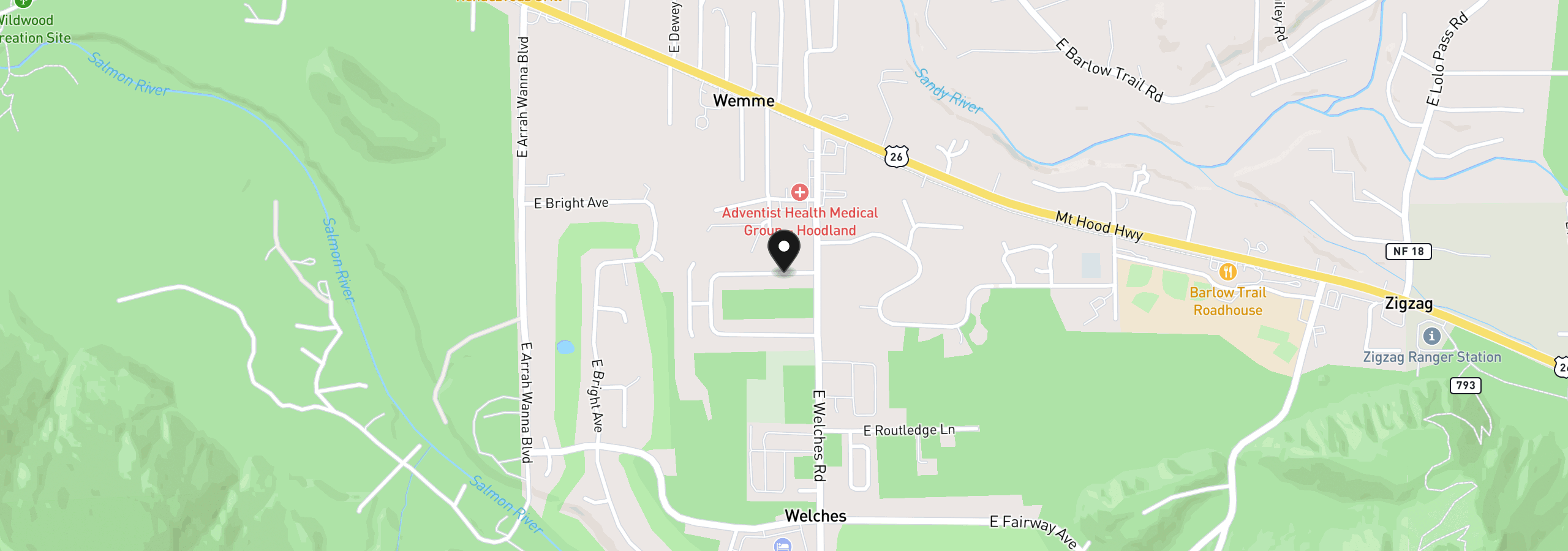 Map showing the location of 68295 E Twinberry Loop, Welches, OR 97067