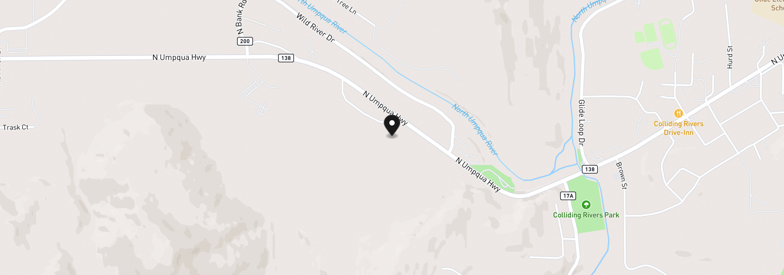 Map showing the location of 369 Upper Camp Loop Rd, Roseburg, OR 97470