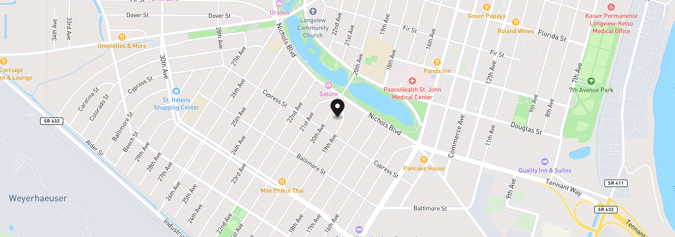 Map showing the location of 631 19th Ave, Longview, Wa 98632