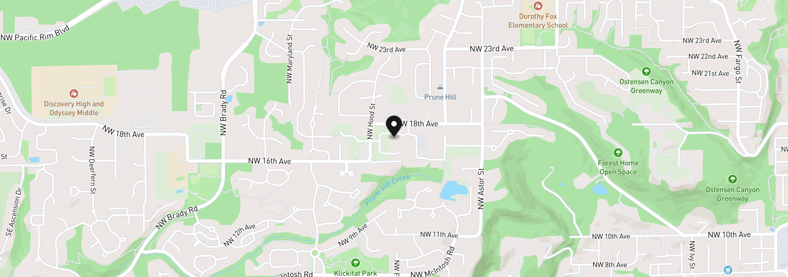 Map showing the location of 1670 NW Hazel Ct, Camas, Wa 98607