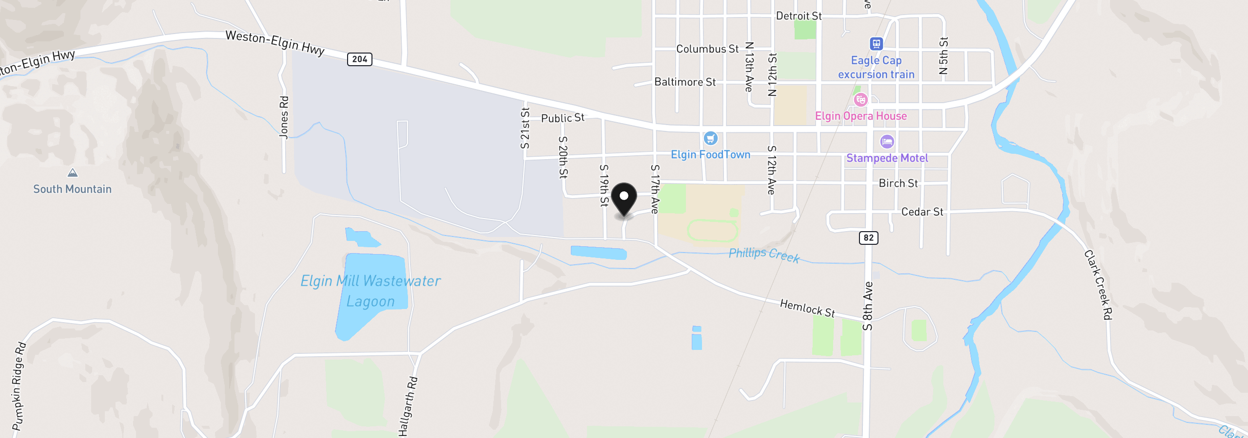 Map showing the location of 1790 Cedar St, Elgin, OR 97827