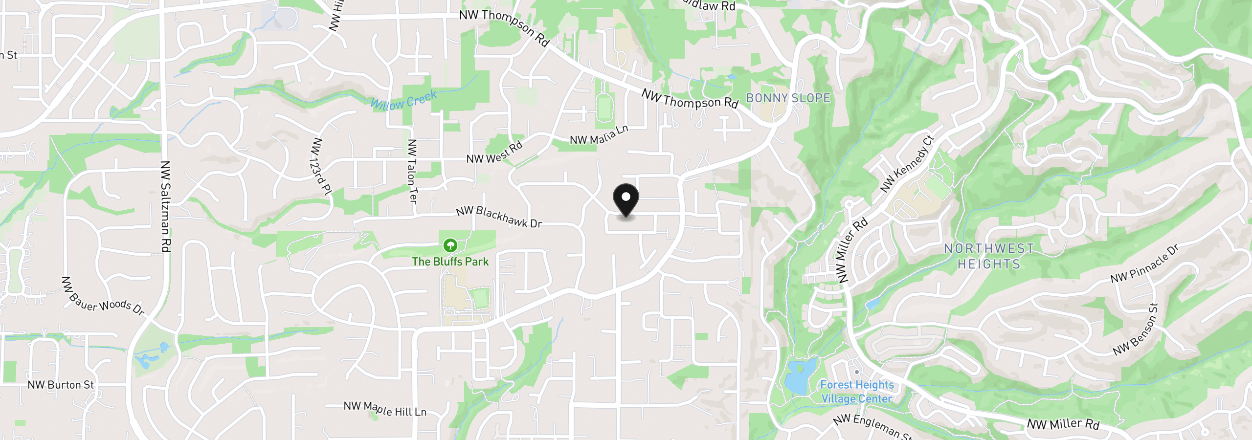 Map showing the location of 11046 NW Ridge Rd, Portland, OR 97229