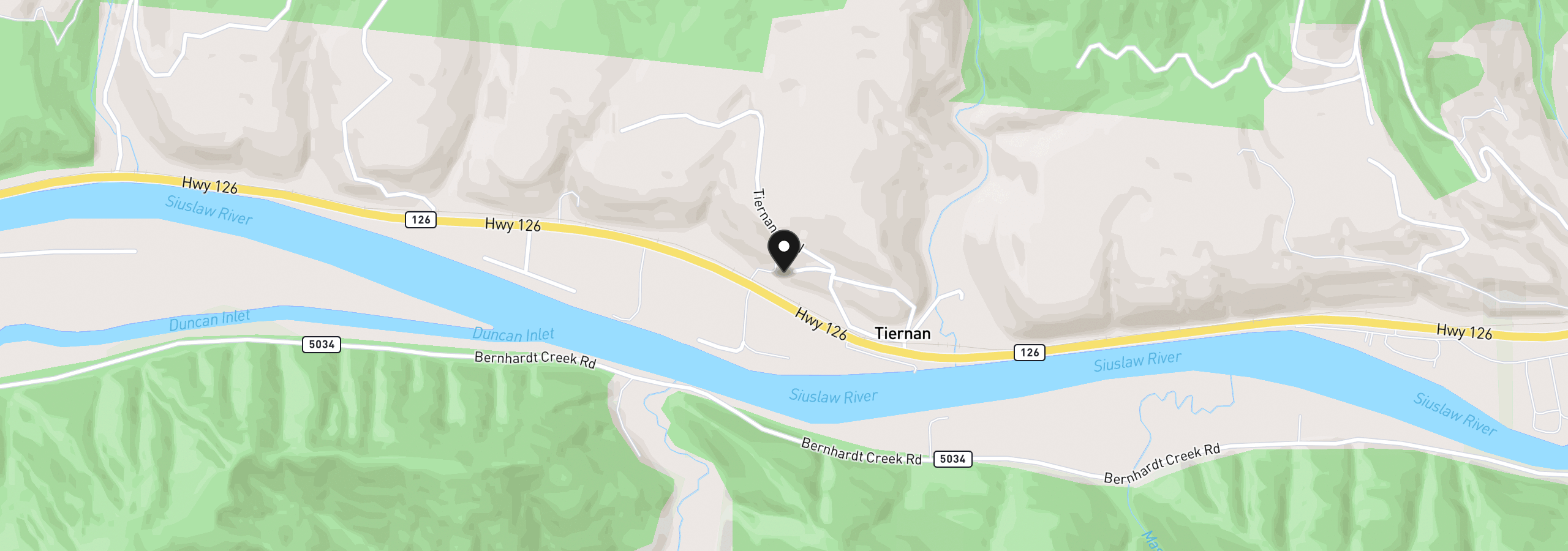 Map showing the location of 9363 Highway 126, Mapleton, OR 97453