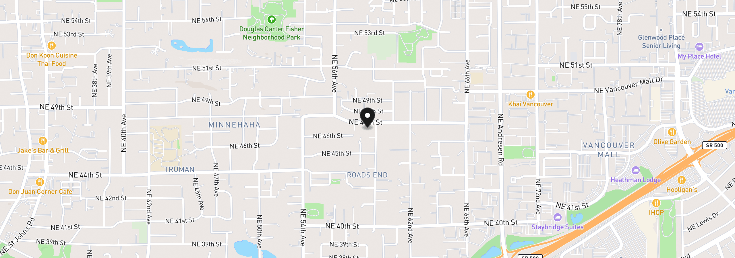 Map showing the location of 5811 NE 47th St, Vancouver, Wa 98661